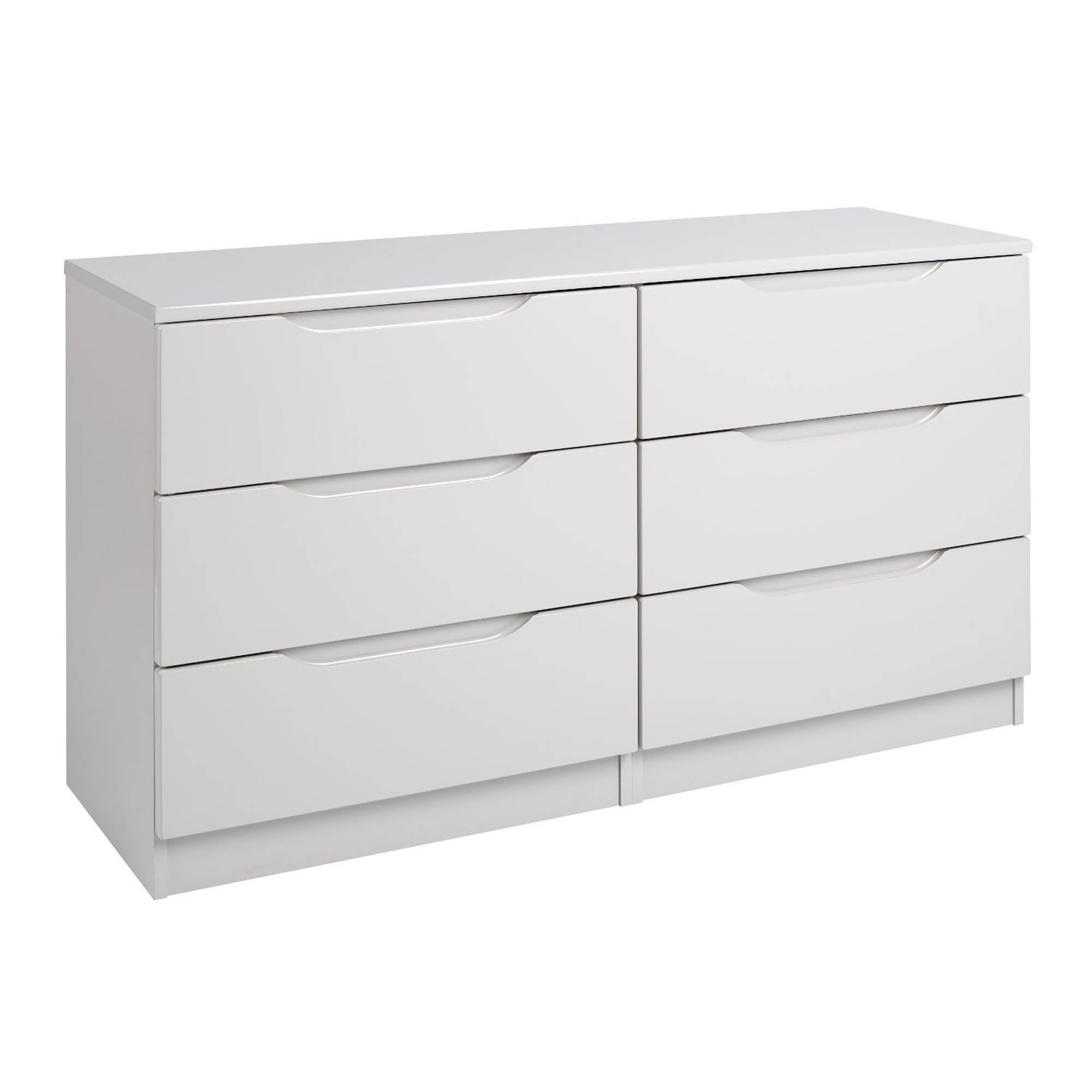 Legato Light Grey Gloss 6 Drawer Wide Chest Cream