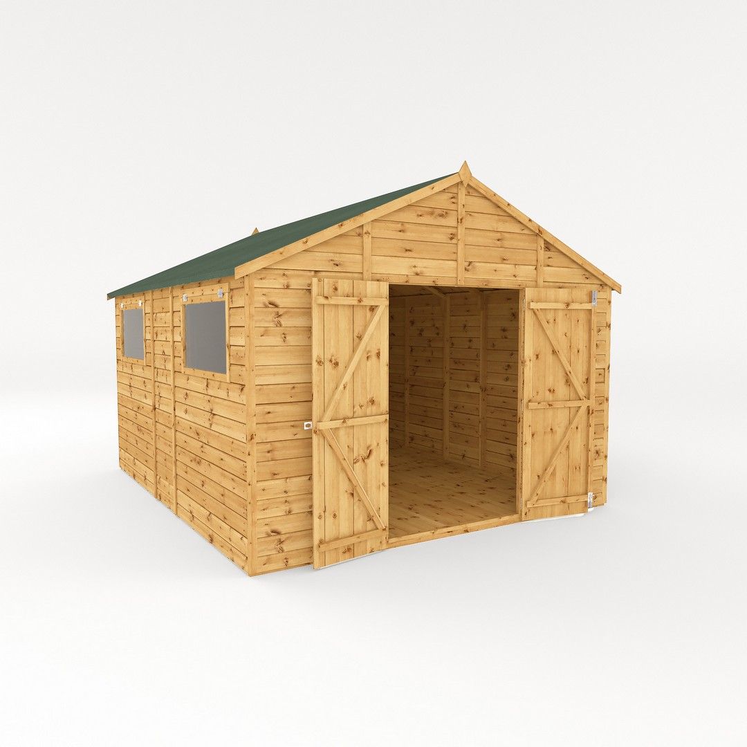 Mercia 12 x 10 Ft Premium Shiplap Apex Workshop - L367.8 x W322.7 x H252.4 cm in Brown 2