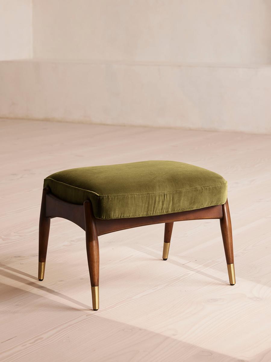 Theodore Footstool, Velvet, Olive