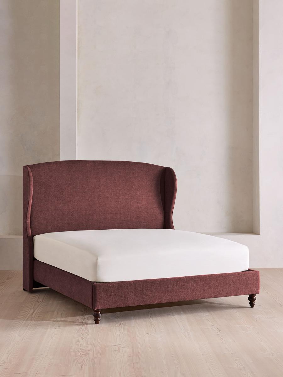 Rivas Bed, Double, Linen Chenille, Bordeaux