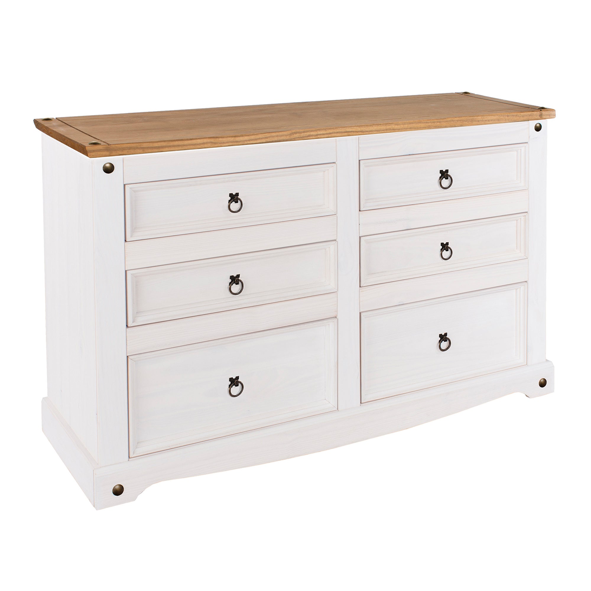 Corona 3 Plus 3 Drawer White Wide Chest White