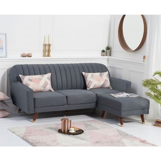Carwin Linen Sofa Bed In Grey With Angled Solid Wood Feet
