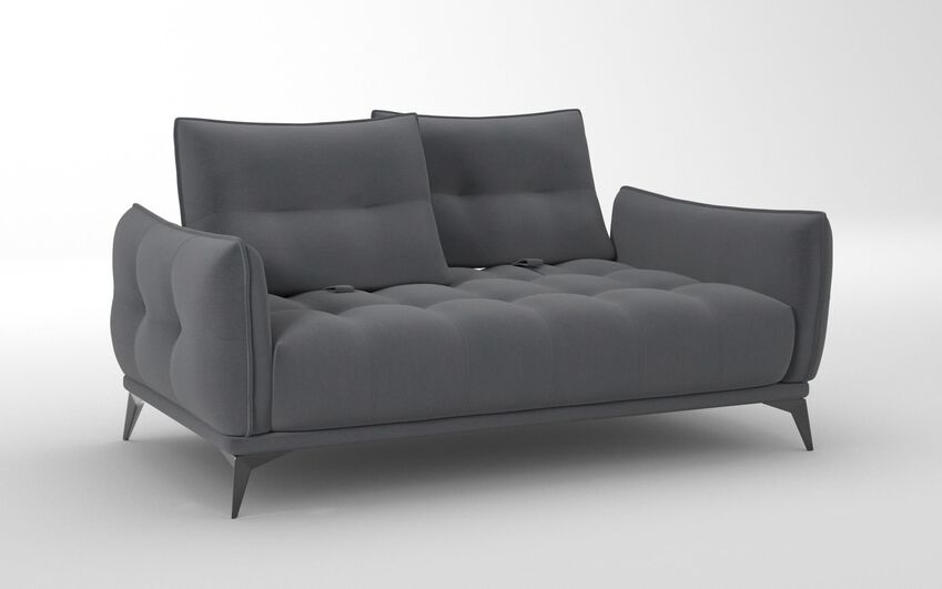 Black Fabric Ostellato 2 Seater Sofa with Adjustable Back Rest