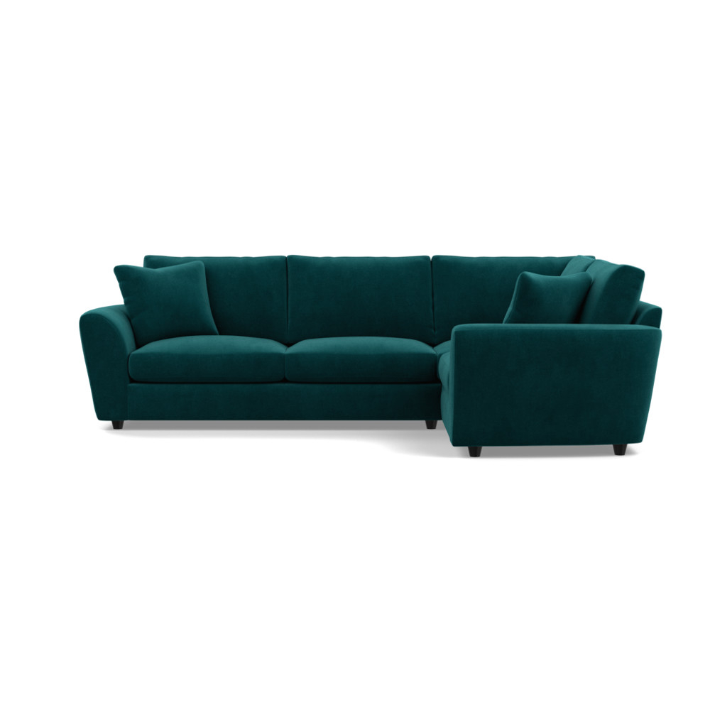 Heal's Snooze Right Hand Facing Corner Sofa Smart Luxe Velvet Ocean Black