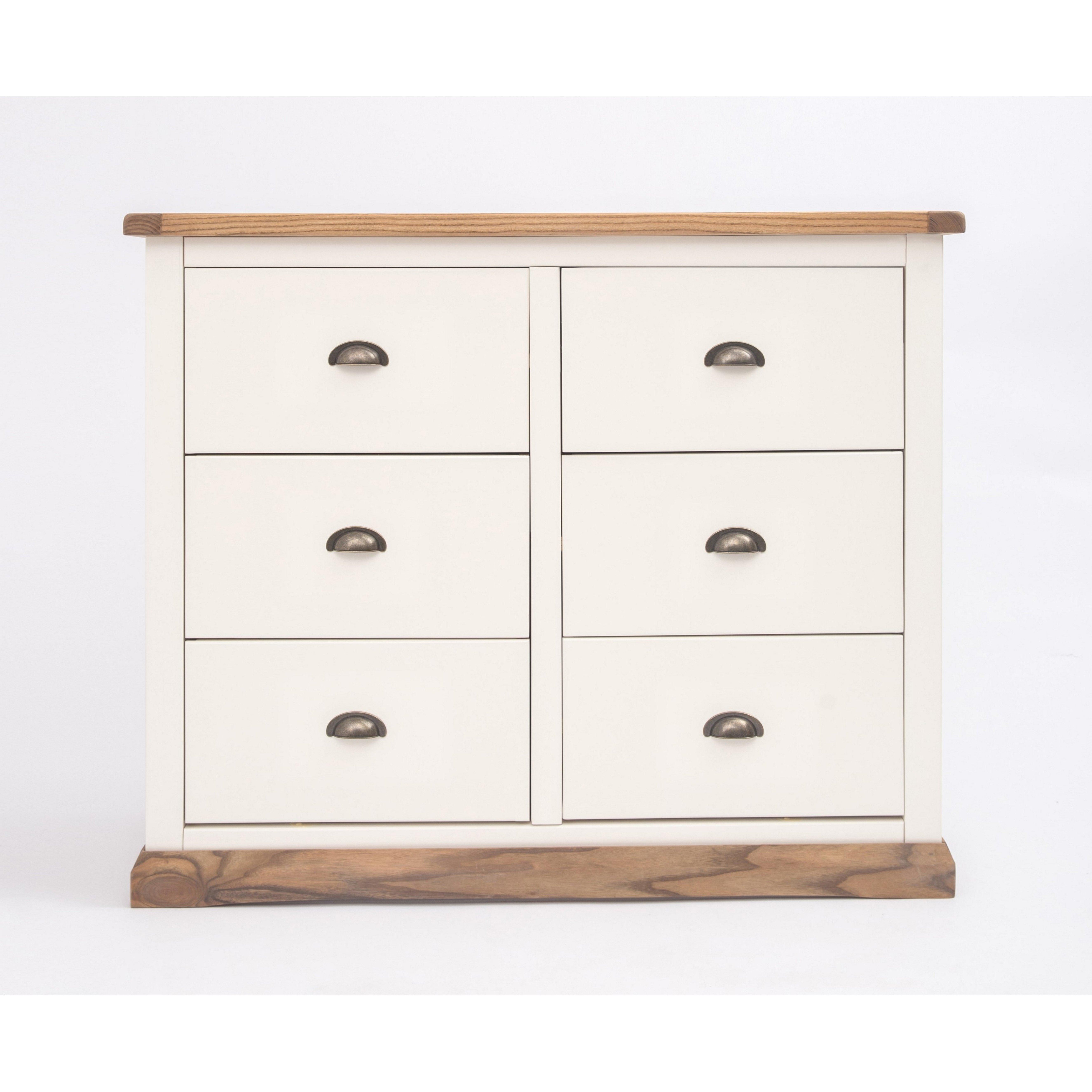 Cabinet Bits Tropea 6 Drawer Chest of Drawers Brass Cup Handle in Off-White