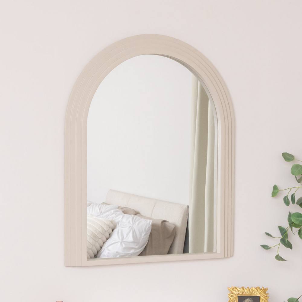 Melody Maison Large Beige Arched Wall Mirror - 90cm X 75cm