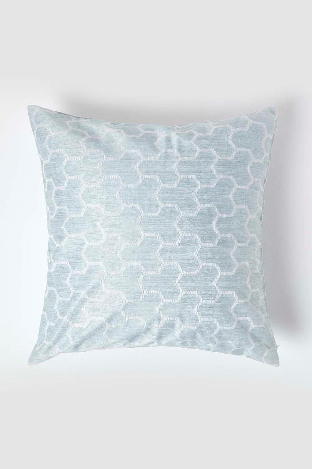 Homescapes Geometric Jacquard Cushion Cover in Blue