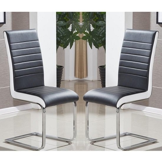 Symphony Dining Chair In Black And White PU In A Pair