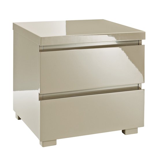 Curio Stone High Gloss Finish 2 Drawer Bedside Cabinet