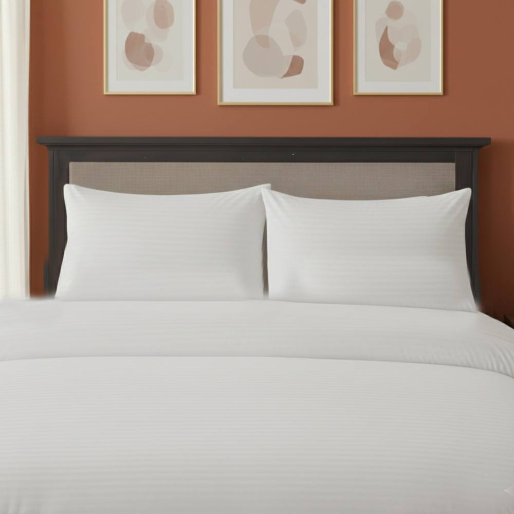 Snug City Microfibre Soft Touch Satin Stripe Housewife Pillowcase Pair in White
