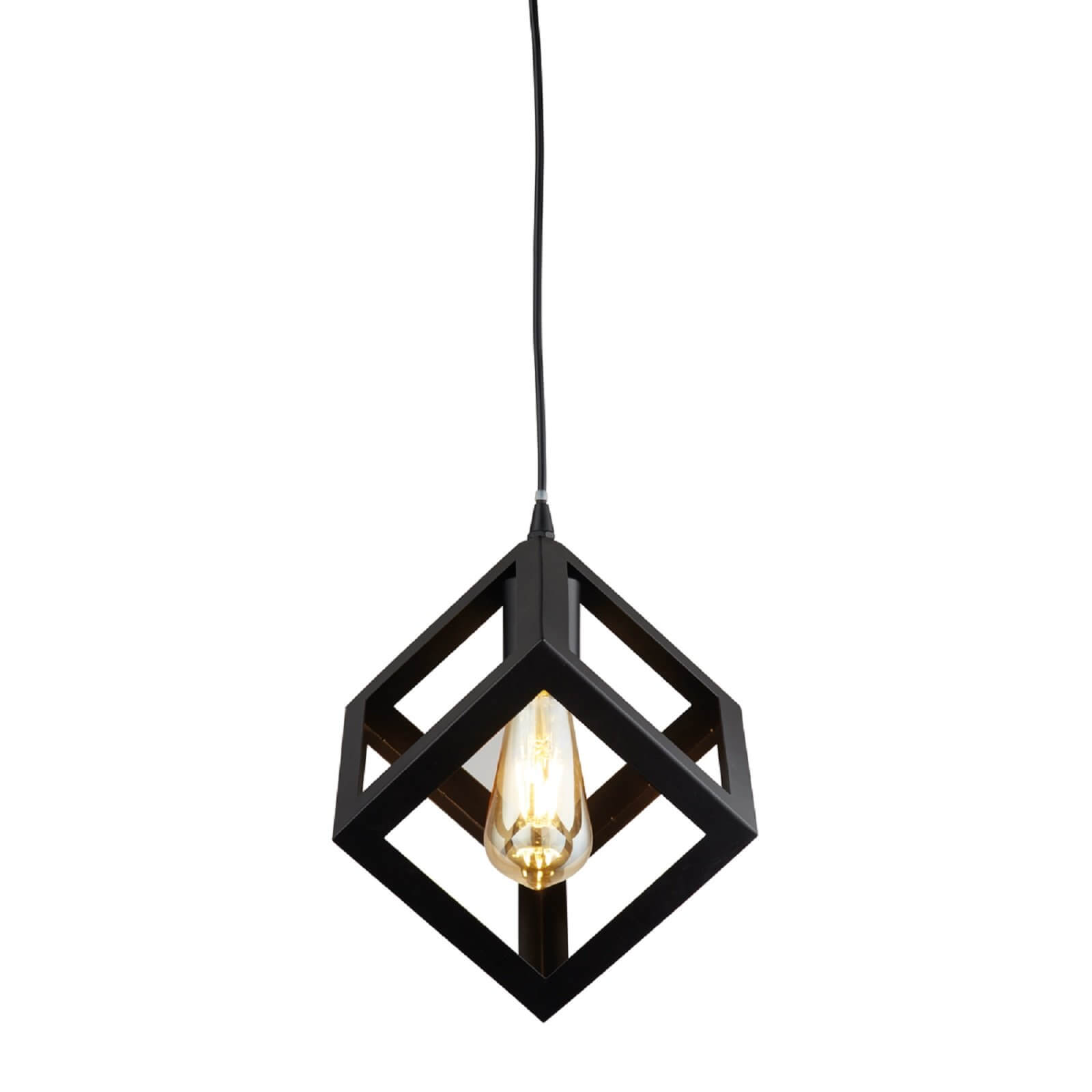 Dunkeld 1 Light Square Pendant Light - Matt Black