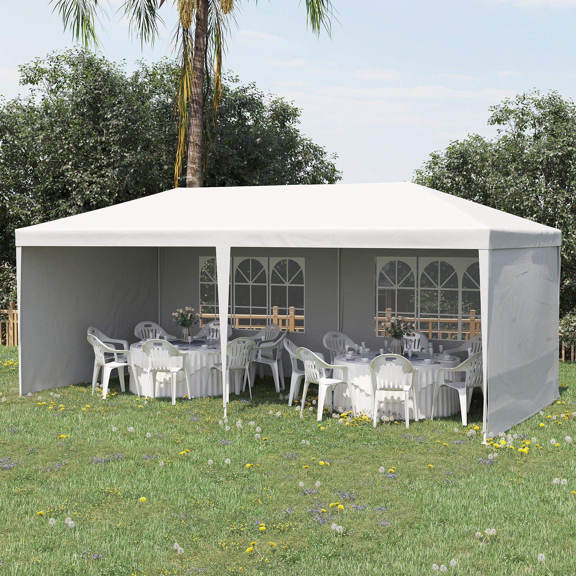 OUTSUNNY 6m x 3m Garden Gazebo Marquee Canopy Party Tent Canopy Patio in White