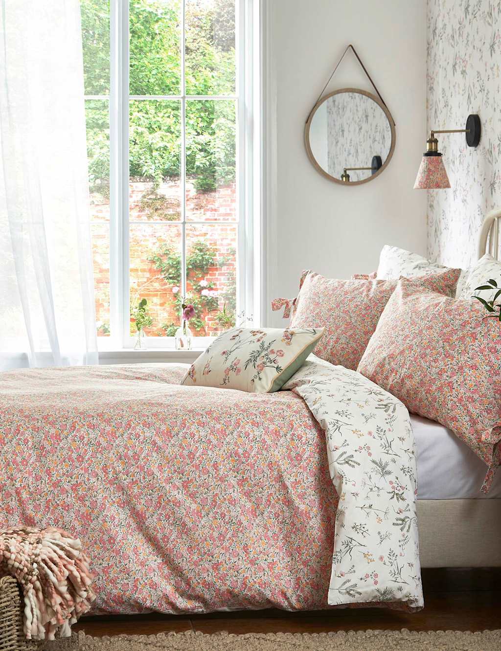 Laura Ashley Pure Cotton Loveston Floral Bedding Set Pink Mix