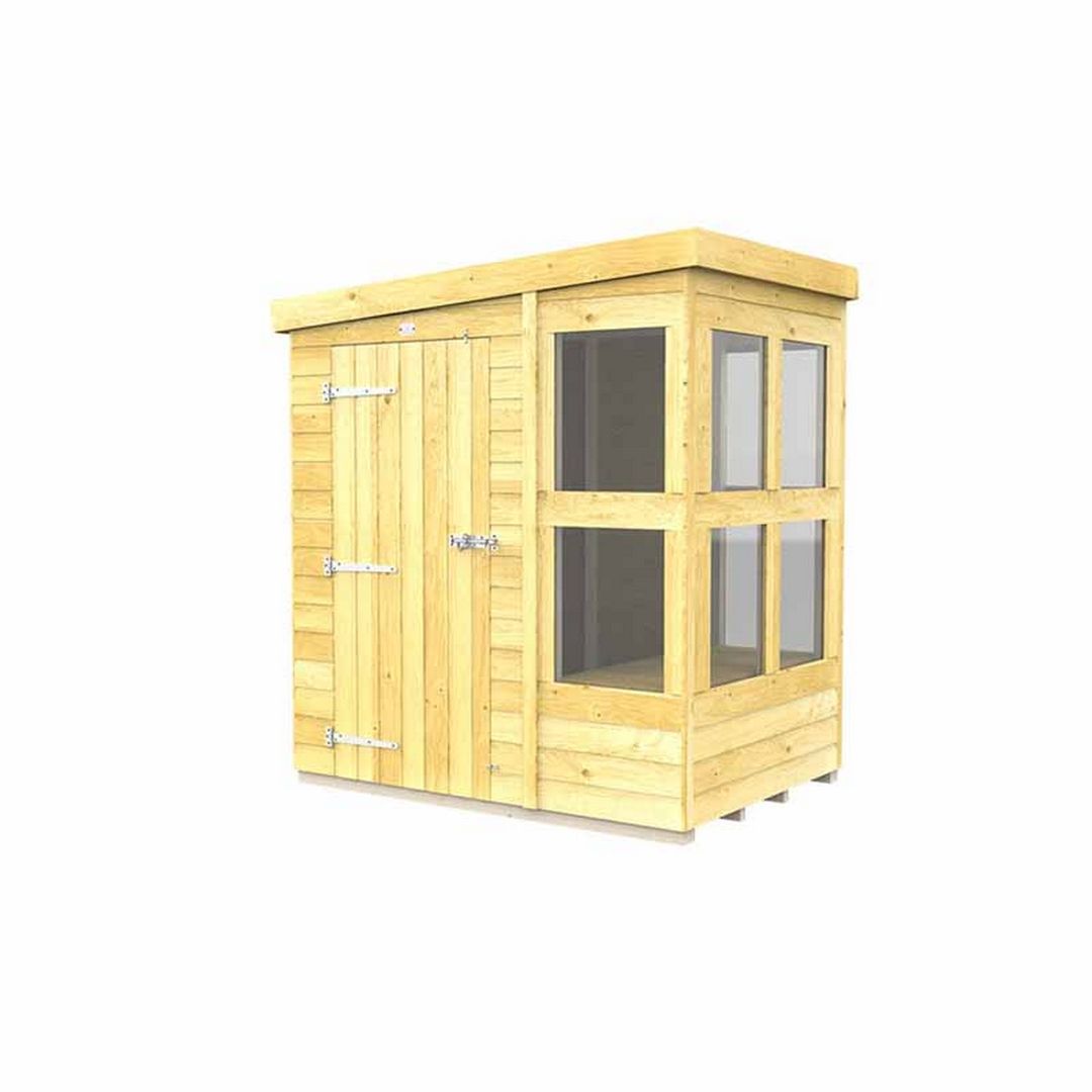 Buttercup Farm 6ft x 4ft Pent Potting Shed - Wood - L118 x W185 x H201 cm in Brown