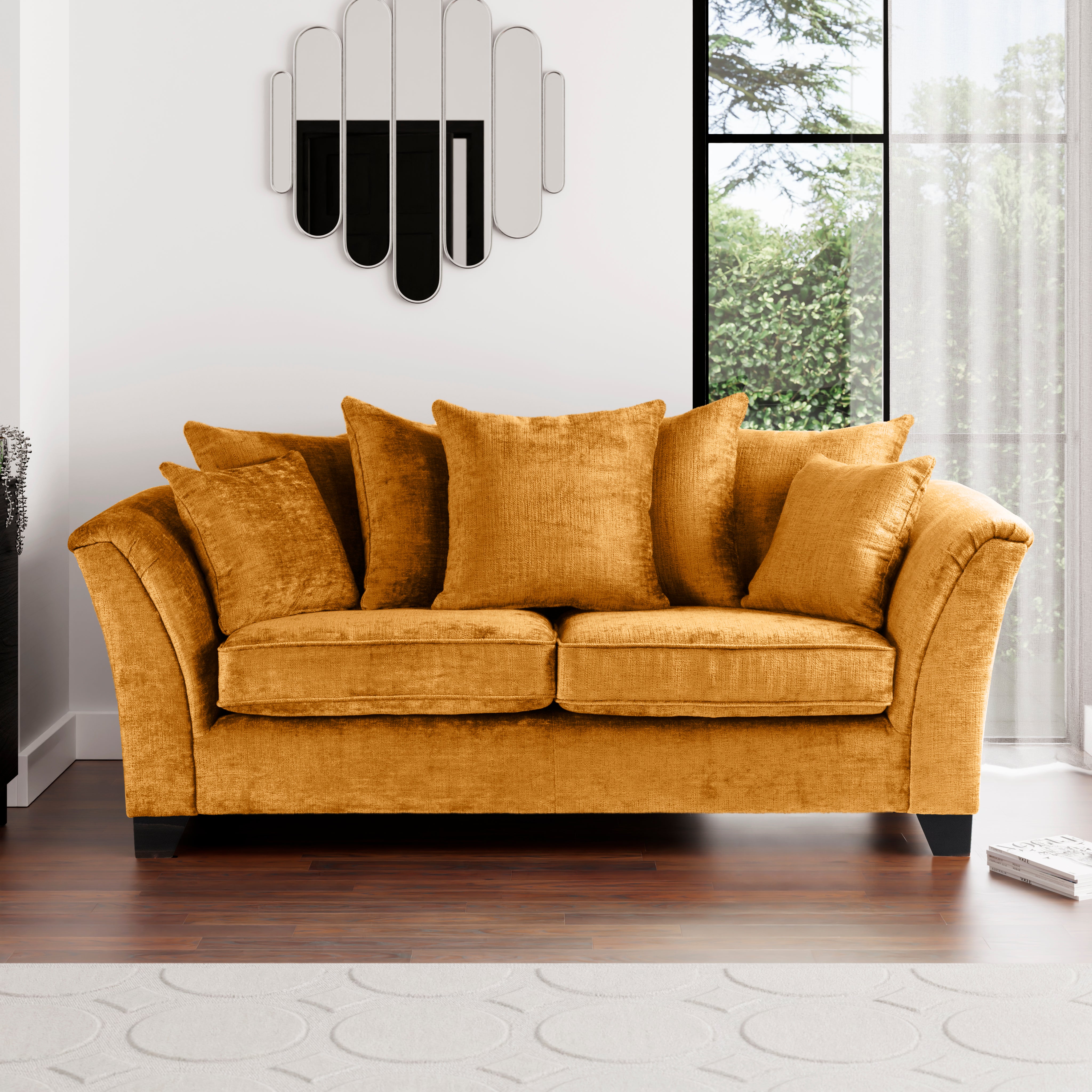 Giovanna Chenille 3 Seater Sofa Amber Gold