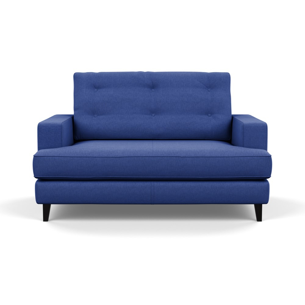 Heal's Mistral Loveseat Brushed Cotton Cobalt Black Feet