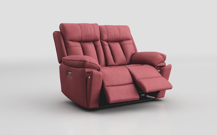Pink Fabric Chalbury 2 Seater Power Recliner Sofa with Cup Holders