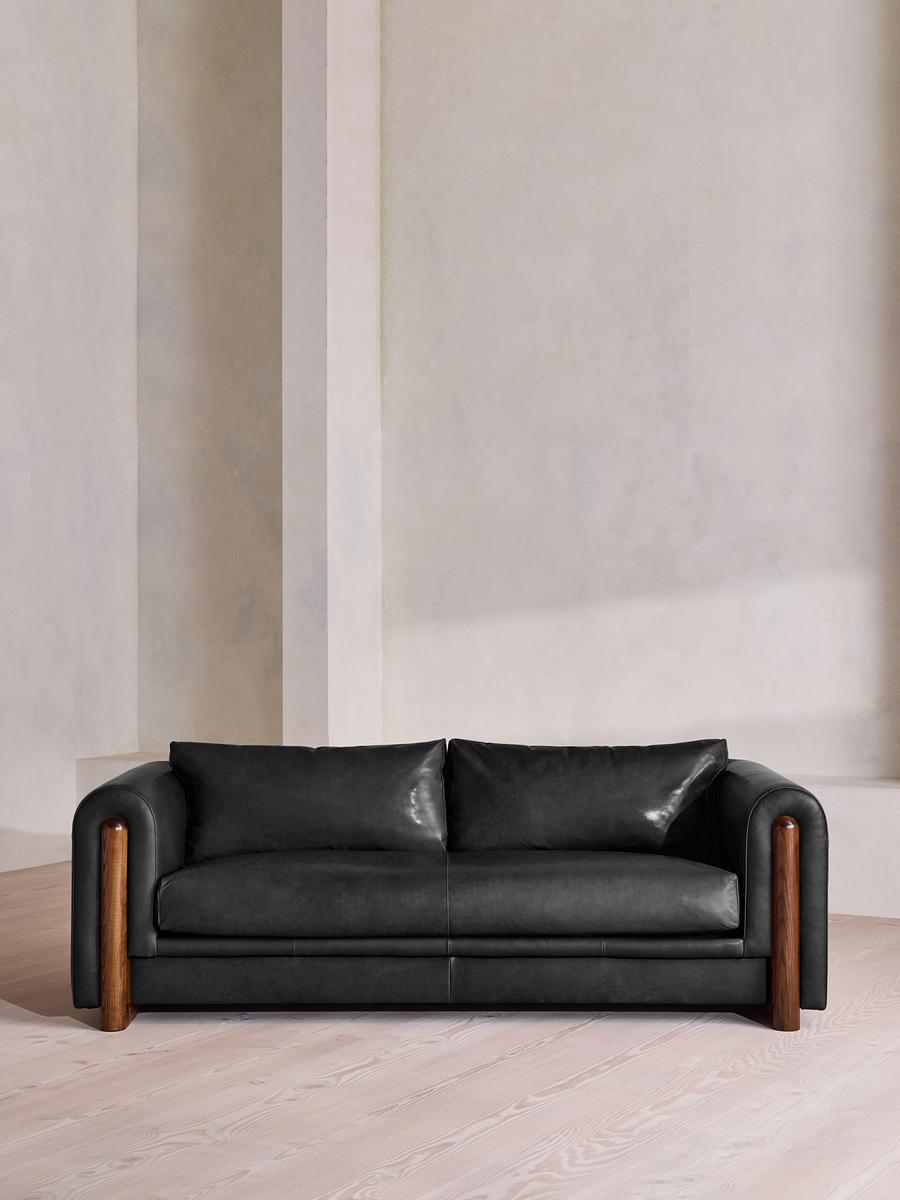Farrell Three Seater Sofa, Leather, Black
