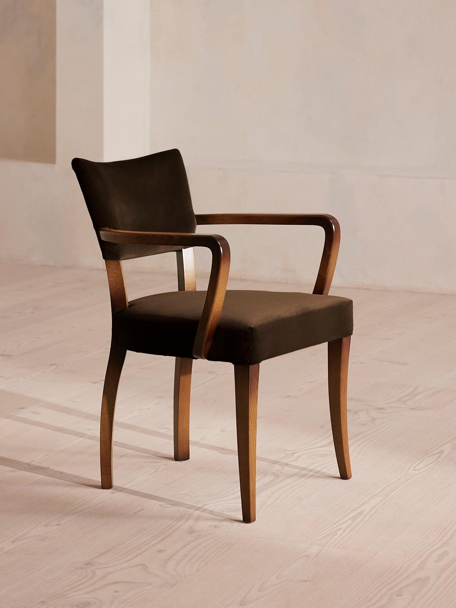 Molina Dining Armchair, Velvet, Chocolate