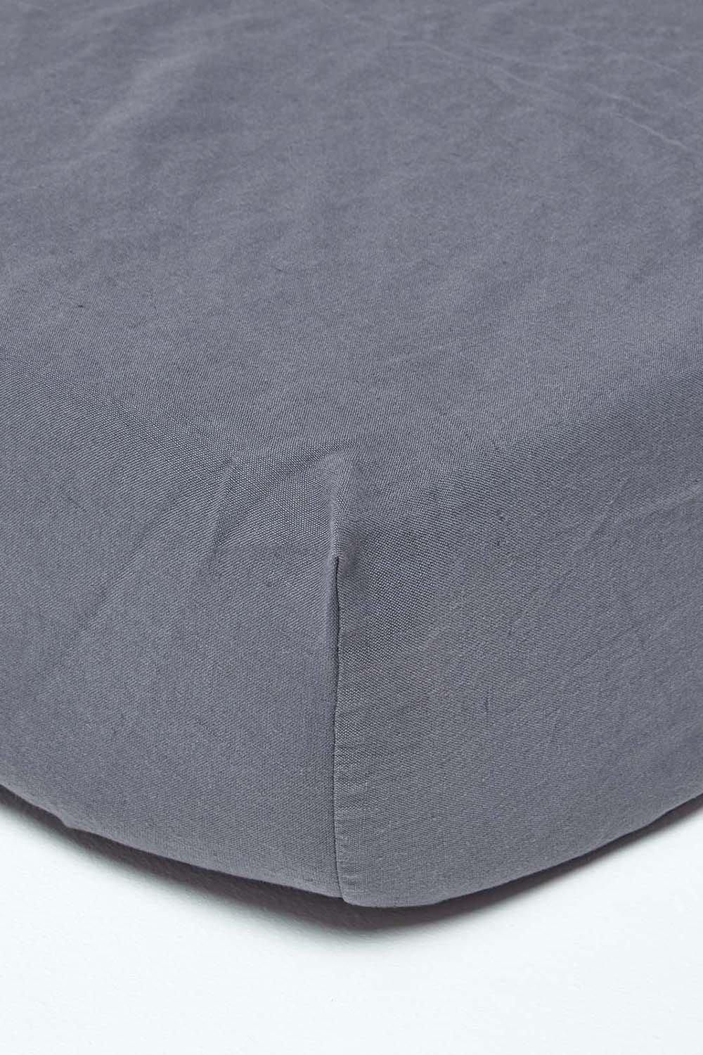 Homescapes Luxury Soft Plain Linen Deep Fitted Sheet 18 inch Deep in Dark Grey