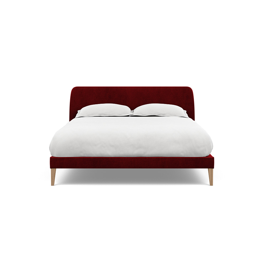 Heal's Wallis Bedstead King Smart Luxe Velvet Mulberry Walnut Feet