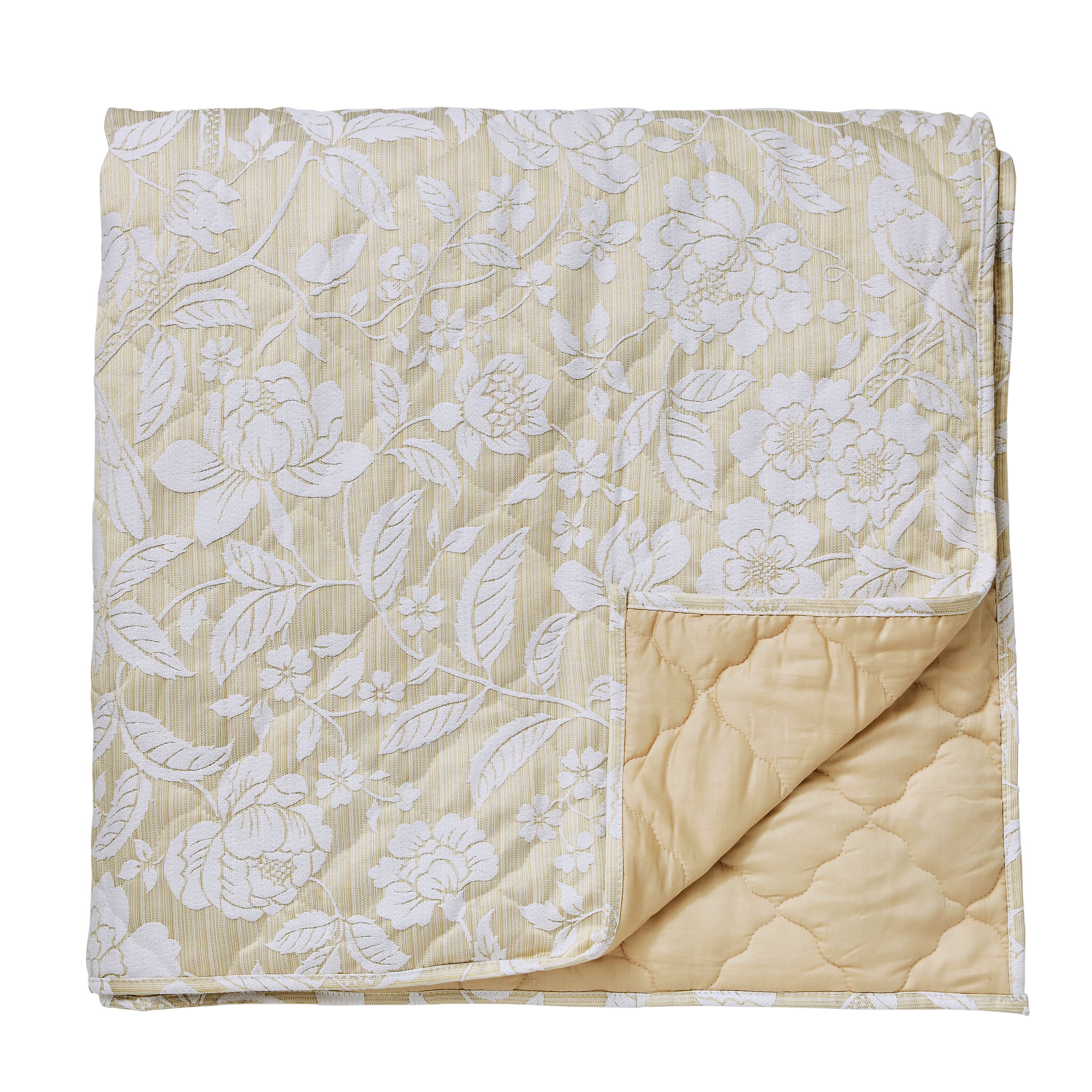 Sanderson 'Pyramus' Cotton Quilted Throw in Gold