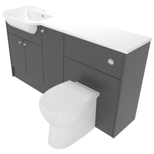 Deccado Benham Charcoal Grey Left Hand 1500mm Fitted Vanity & Toilet Pan Unit Combination with Left Hand Basin