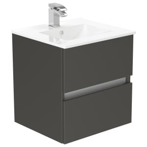Newland Midnight Mist Basin Suspended Double Drawer Unit - 500mm