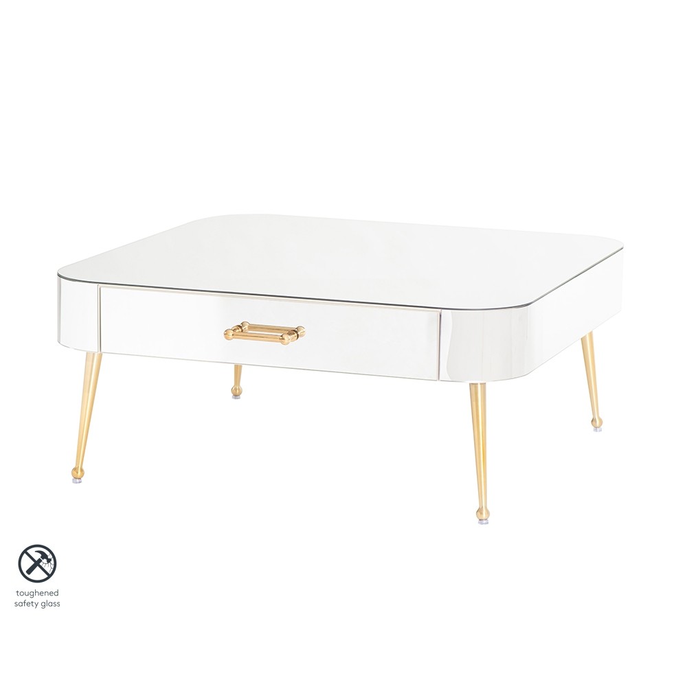 Mason Mirrored Coffee Table – Brushed Gold Legs