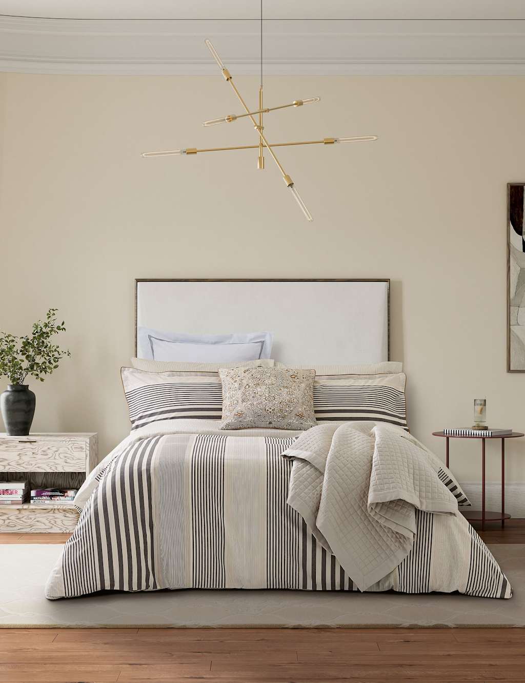 Bedeck of Belfast Pure Cotton Alba Maira Quilted Throw Natural