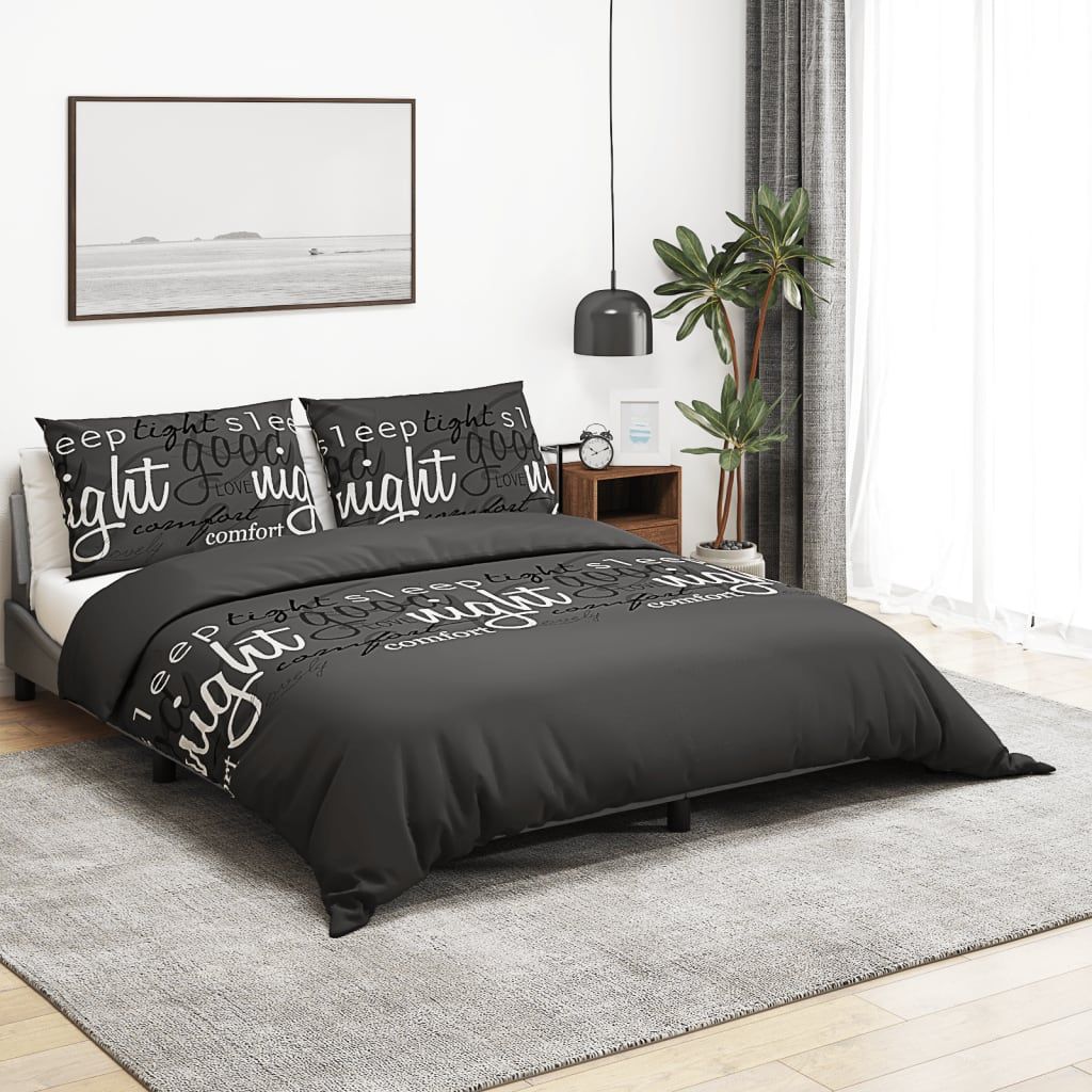 Berkfield Home Duvet Cover Set Black 240x220 cm Cotton