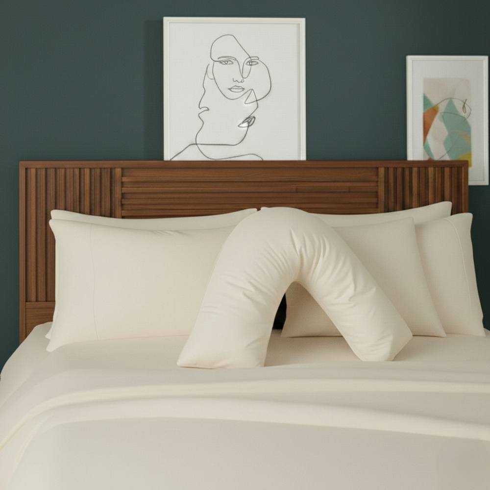 Snug City V Shape Pillowcase for Support Maternity Pillows Polycotton Easy Care in Cream