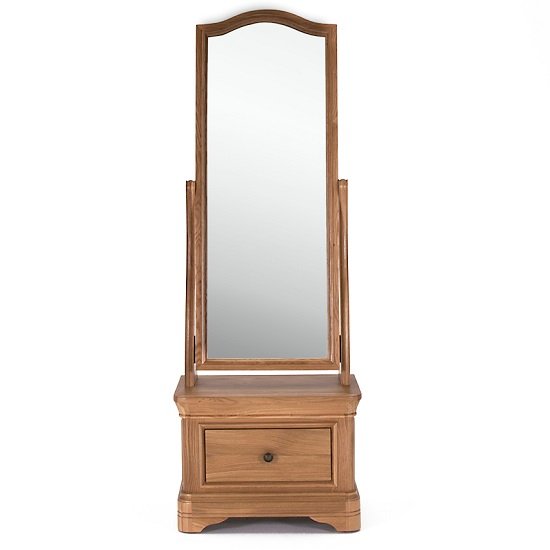 Frank Cheval Mirror In Natural Oak Frame With Drawer