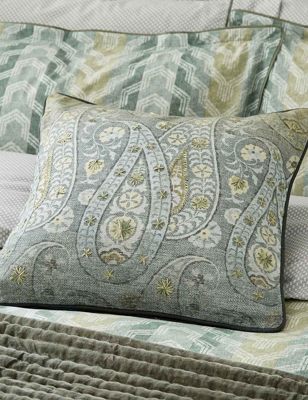 Bedeck of Belfast Reya / Emira Pure Cotton Paisley Cushion Blue Mix