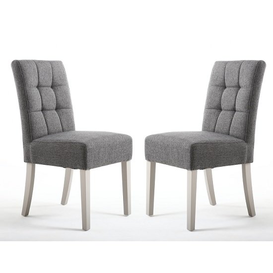 Catria Dining Chair In Steel Grey With Grey Legs In A Pair