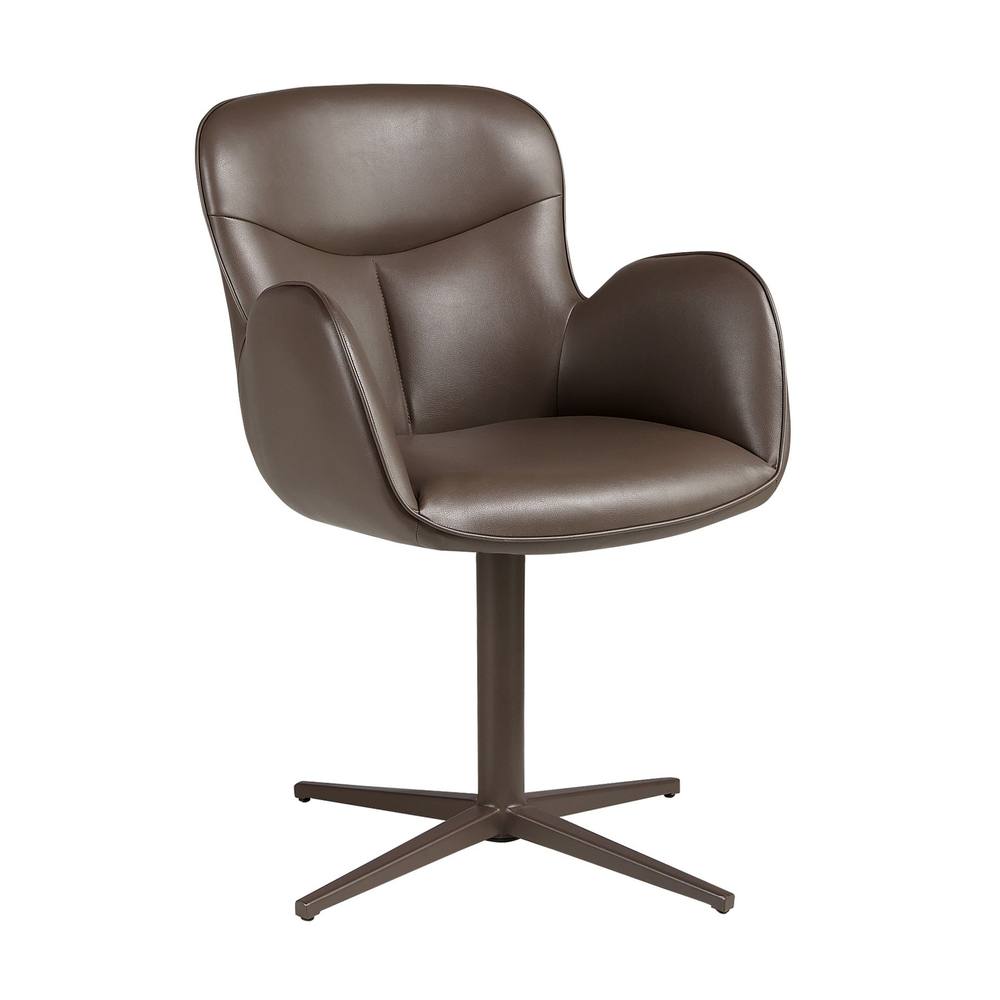 Angel Cerda Swivel Dining Chair in Chocolate Brown Leatherette