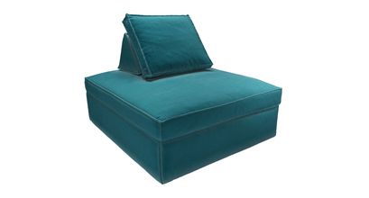 Harry Large Pouffe with bolster cushion in Deep Turquoise Cotton Matt Velvet - sofa.com