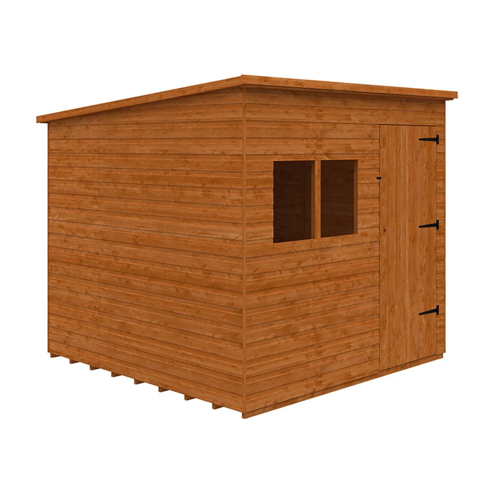 Buttercup Farm 8 x 8 Feet Deluxe Pent 12mm Shed - Solid Wood/Softwood/Pine in Burnt Orange