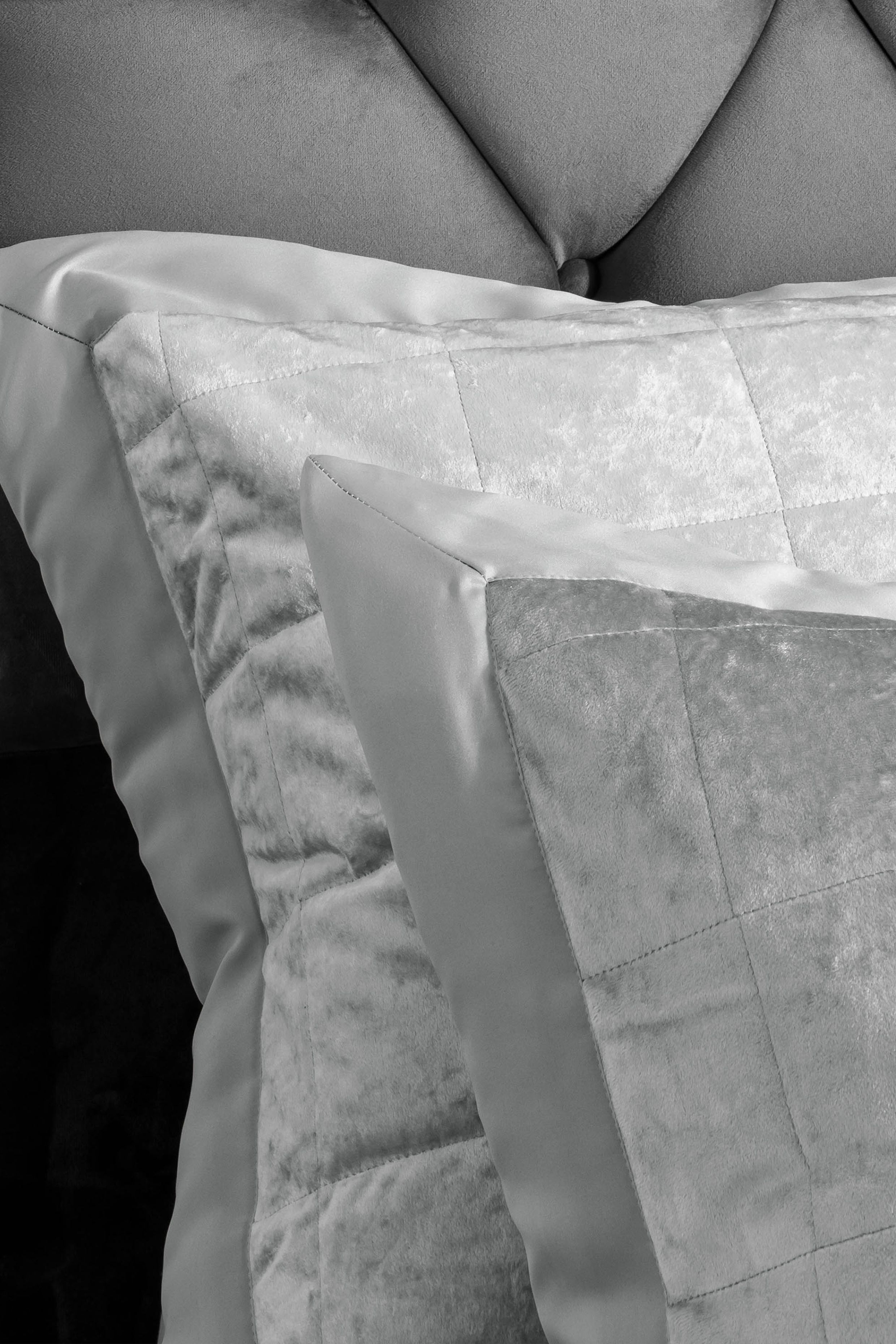 Catherine Lansfield 'Crushed Velvet' Pillowsham Pair in Silver 2