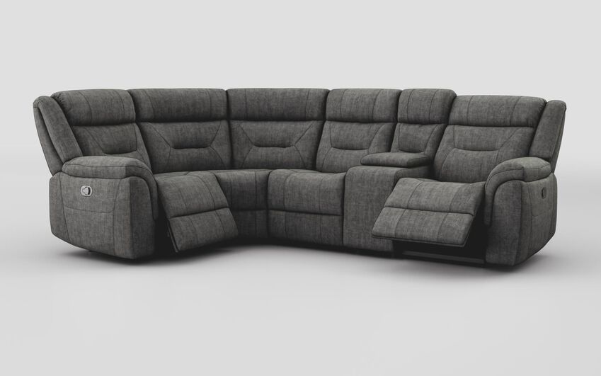Black Fabric Ainsdale 1 Corner 2 Manual Sofa with Console