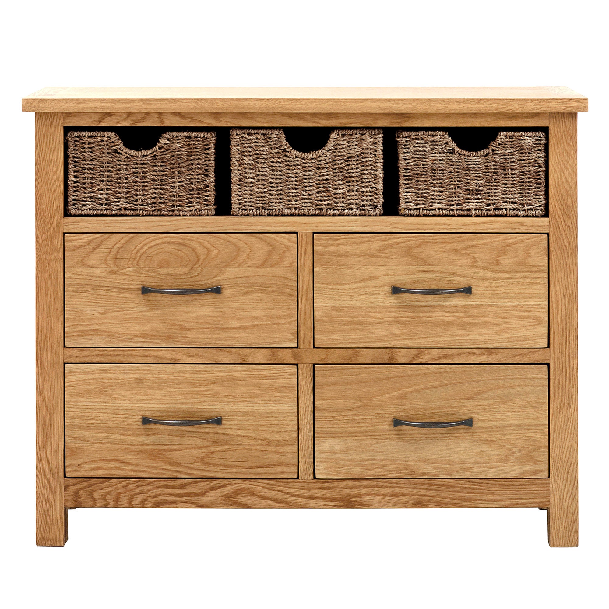 Sidmouth Oak Sideboard With Baskets Light Brown / Natural
