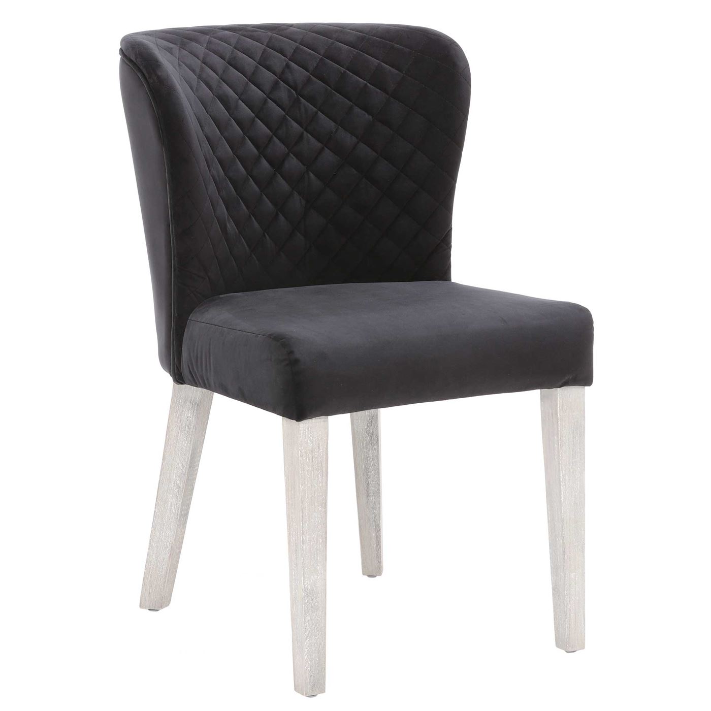 Caprice Velvet Pleated Dining Chair - Black - Velvet - W53 x D63 x H83cm - Barker & Stonehouse