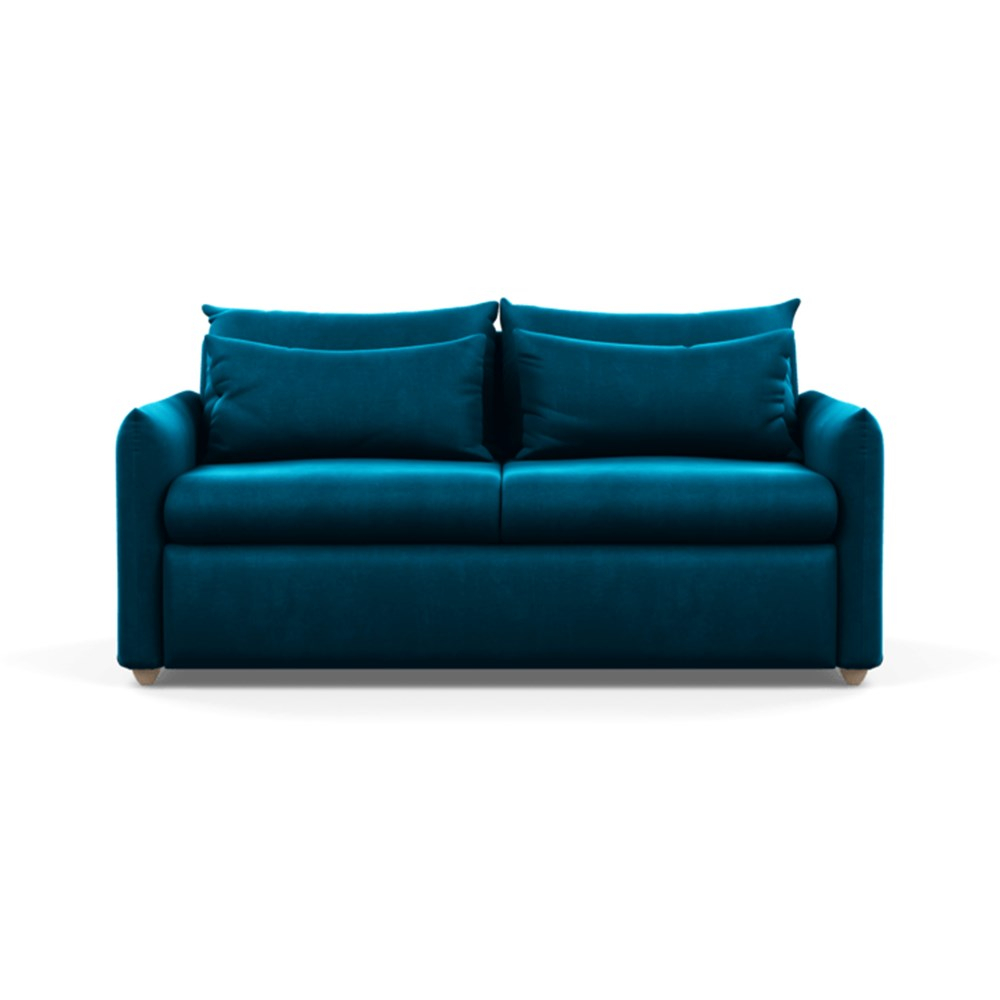 Heal's Pillow Sofa Bed Velvet Teal Natural Feet