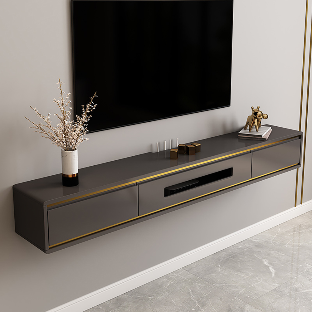1800mm Grey Smooth TV Stand Postmodern Minimalist Floating Media Console with Storage