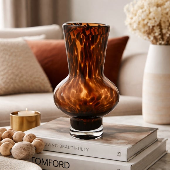 Hestia Tortoise Shell Glass Vase