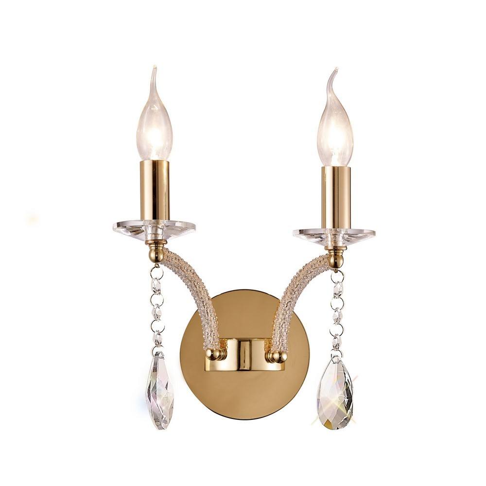 Netlighting Fiore Wall Lamp Switched 2 Candle Light French Gold Crystal