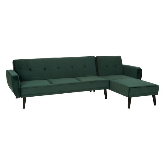 Phecda Polyester Velvet 3 Seater Sofa Bed In Green