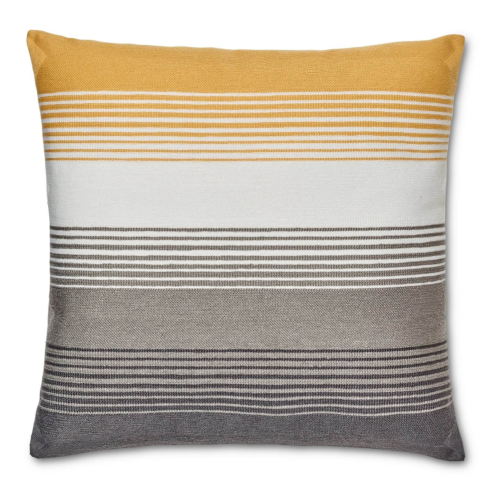 Striped Cushion - Ochre and Grey