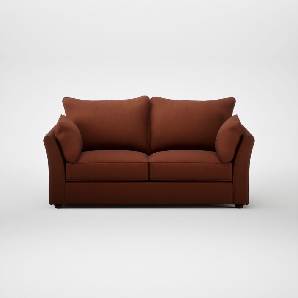 Heal's Tailor 3 Seater Sofa Smart Cotton Linen Rust Walnut Stained Feet 2