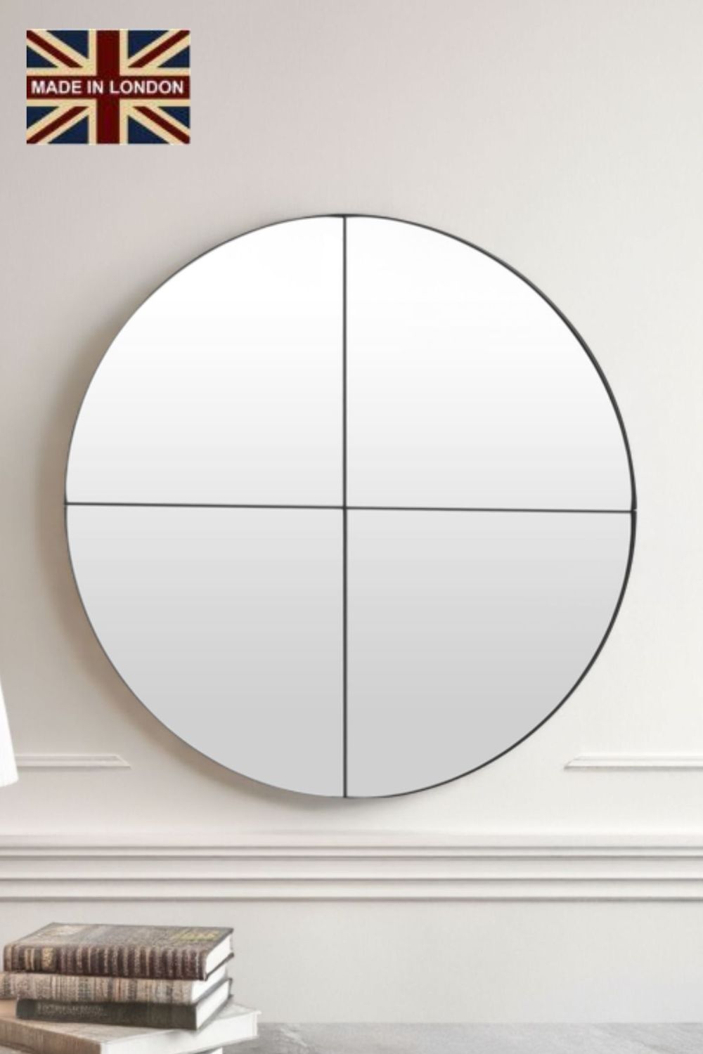 Yearn Mirrors Astoria Quadrant Round Mirror 87cm in Black